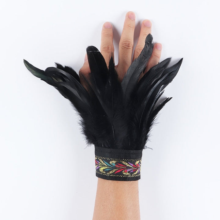 STEAMPUNK FEATHER GLOVES - GLOVES