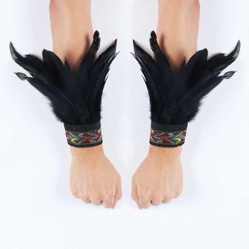 STEAMPUNK FEATHER GLOVES - GLOVES