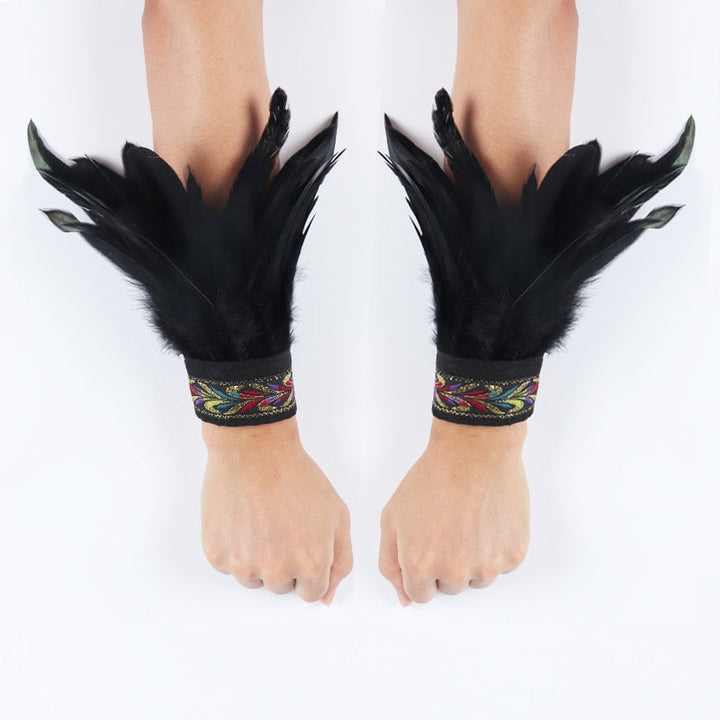 STEAMPUNK FEATHER GLOVES - GLOVES