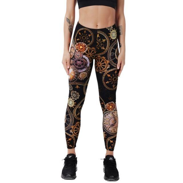 Popular Legging and Matching Crop Top set, Steampunk costume, metal and gears costume, steampunk legging, Halloween costume legging, yoga legging