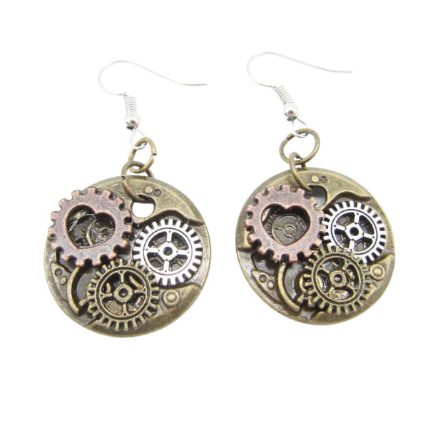 Steampunk Gears Earrings Unique