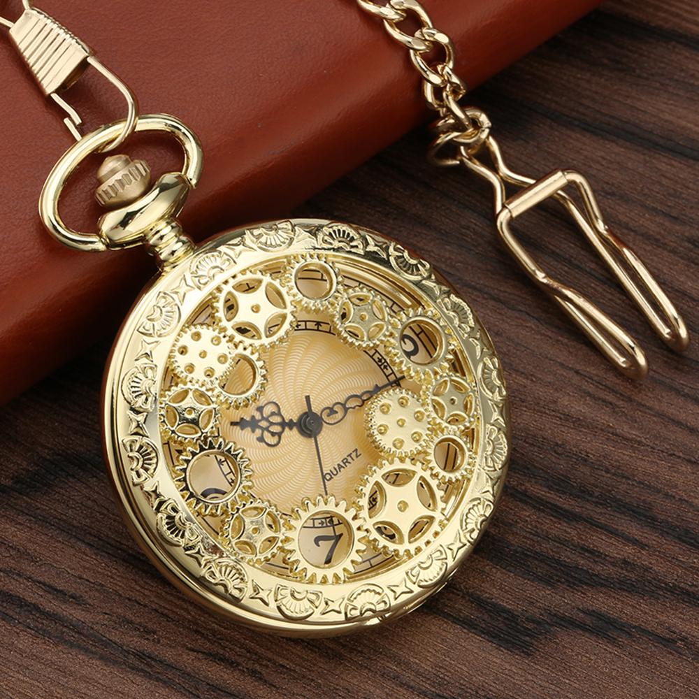 STEAMPUNK GOLDEN COGS POCKET WATCH