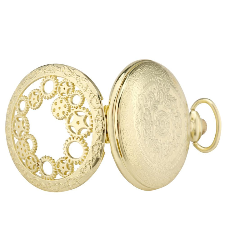 STEAMPUNK GOLDEN COGS POCKET WATCH