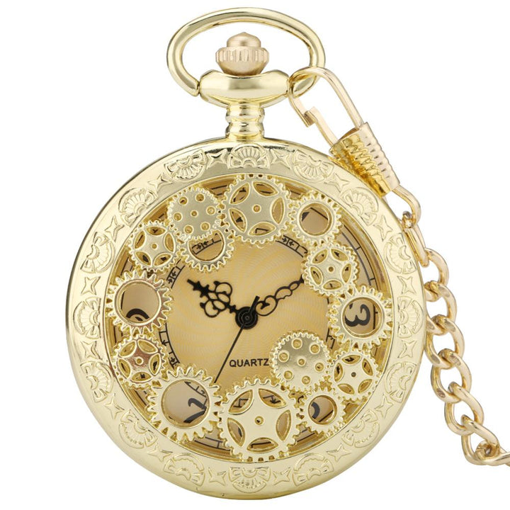 STEAMPUNK GOLDEN COGS POCKET WATCH