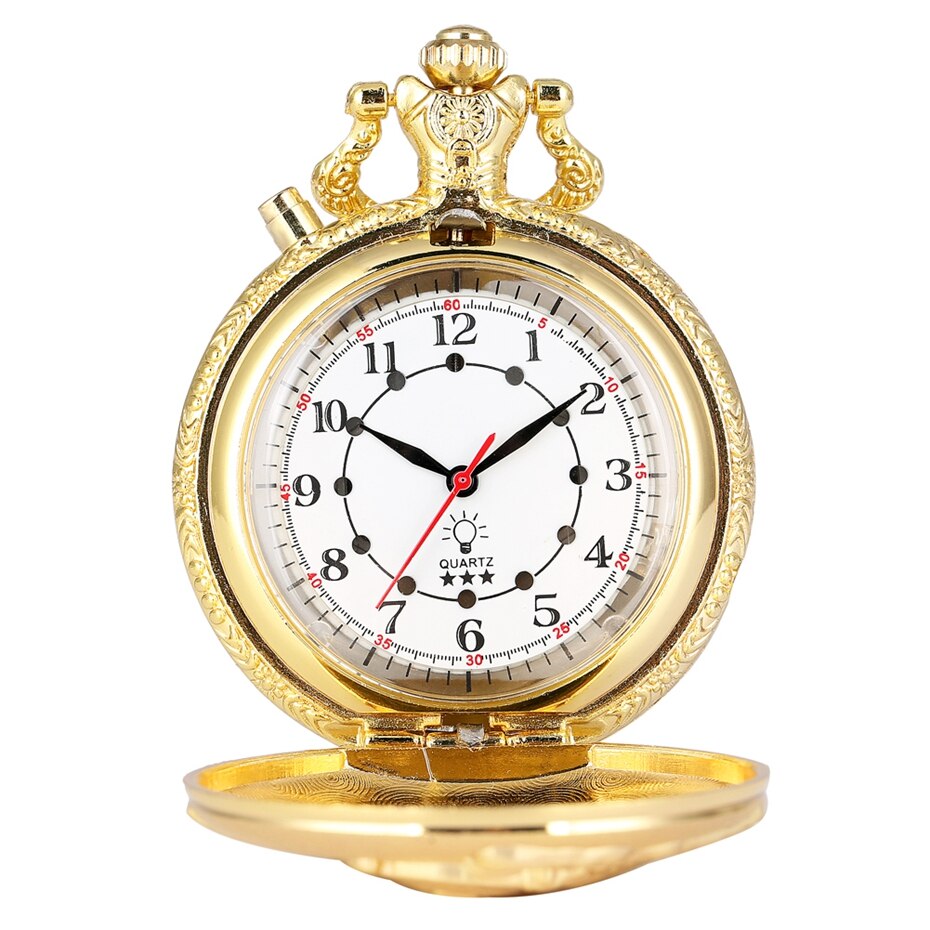 STEAMPUNK GOLDEN TRAIN POCKET WATCH