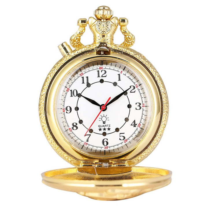 STEAMPUNK GOLDEN TRAIN POCKET WATCH