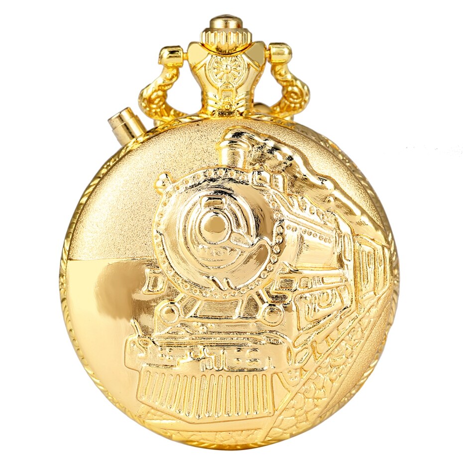 STEAMPUNK GOLDEN TRAIN POCKET WATCH
