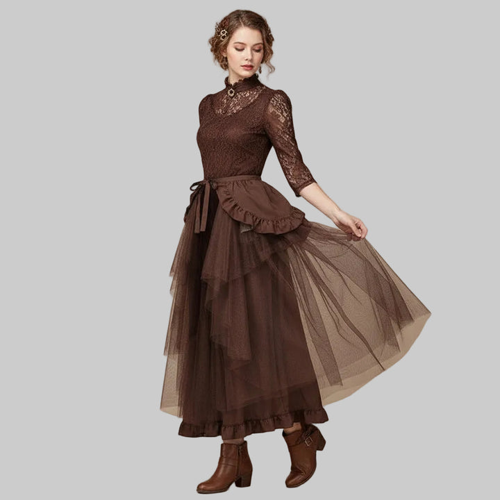 Steampunk Green Skirt - Brown / S - Steampunk Skirt