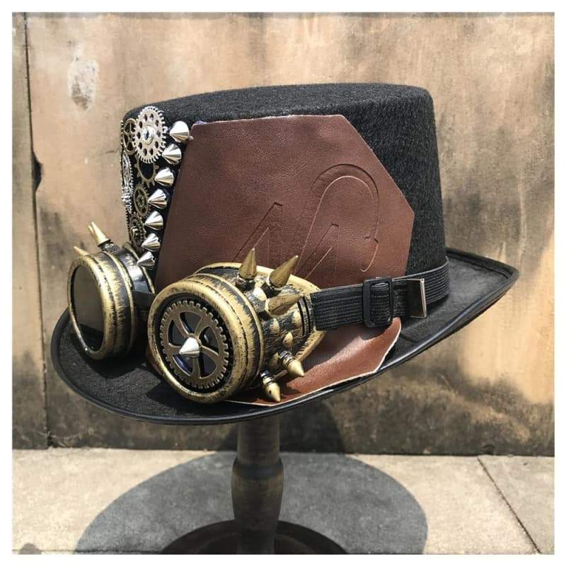 Steampunk Top Hat With Goggles Steampunk Hat Steampunk Time Hat Steampunk  Accessories Steampunk Bowler Hat