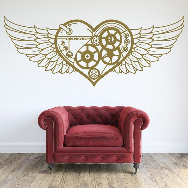 Steampunk Heart Wall Sticker - Gold / M - Steampunk Stickers