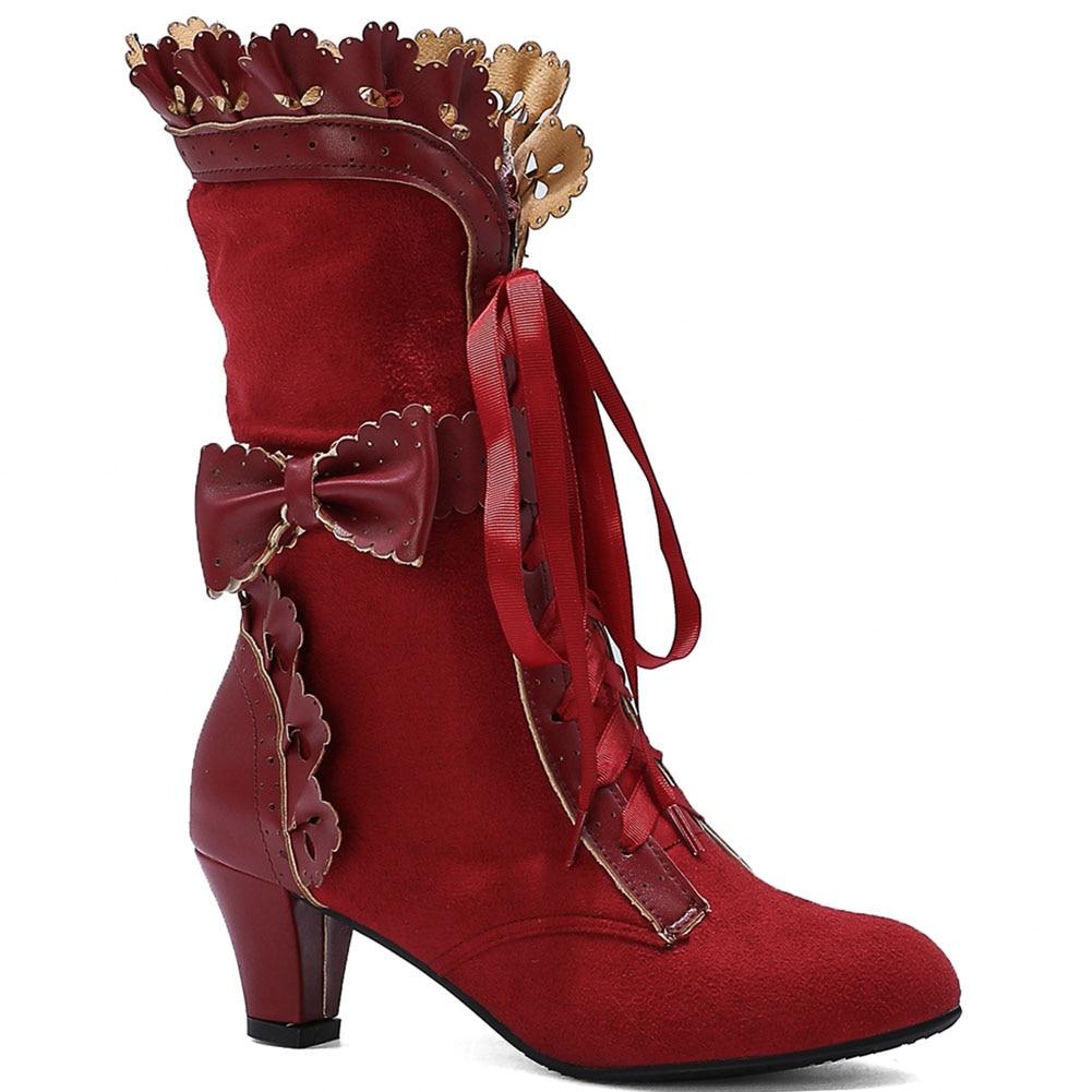 Steampunk Heels Boots - Red / 4 - Steampunk Boot