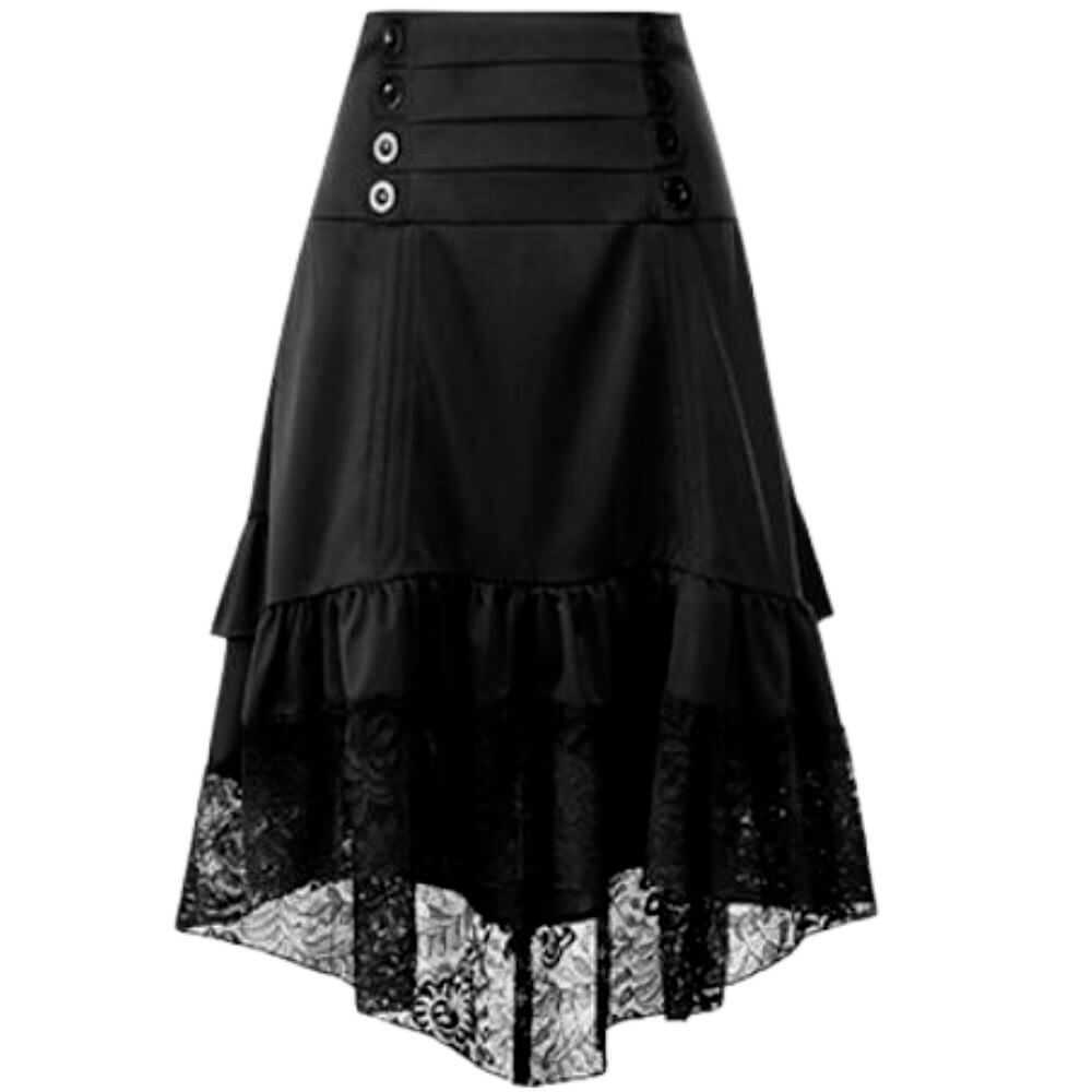 Steampunk High-Waisted Skirt - Black / S - Steampunk Skirt