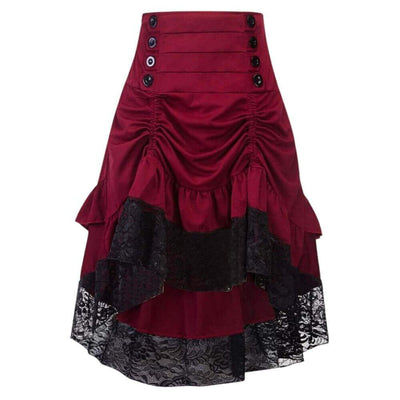 Steampunk High-Waisted Skirt - Red / S - Steampunk Skirt
