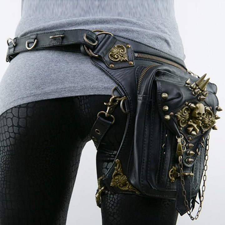 Steampunk Holster Belt - Black Skull - Steampunk Belt