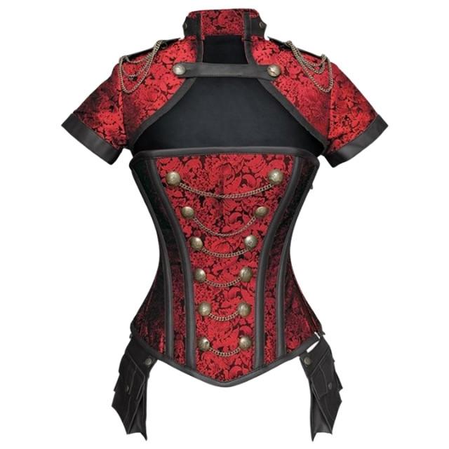 Steampunk Corset with Detachable Belt & Jacket in Ecstasy Pattern