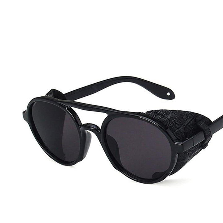 Steampunk Leather Shields Sunglasses - Black - Steampunk 