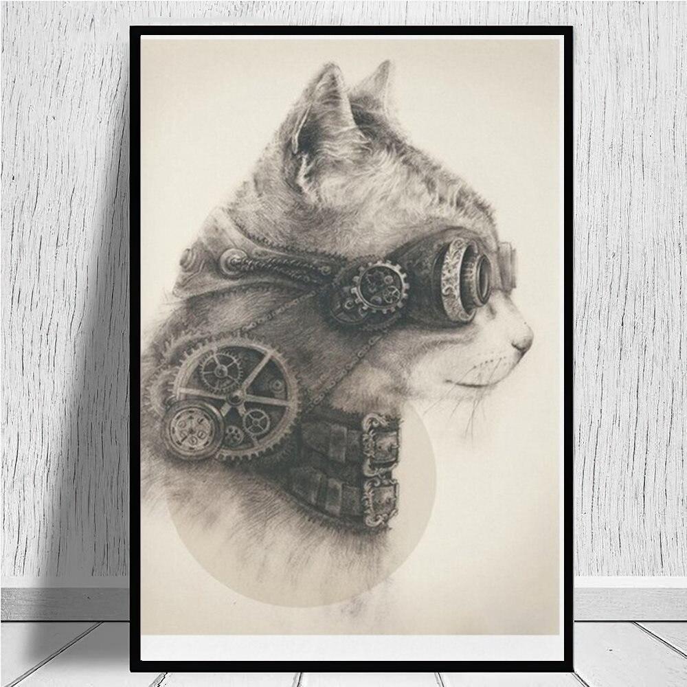 Steampunk Mechanical Cat Wall Art - Steampunk Wall Art