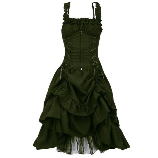 Medieval Steampunk Dress Green / M Medieval Steampunk Dress Green / M