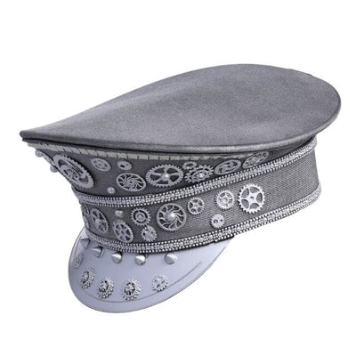 Steampunk Military Hat - Silver - Steampunk Hat