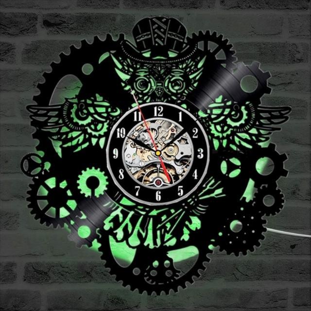 Steampunk Owl Pendulum Clock - With LED - Steampunk Clocks