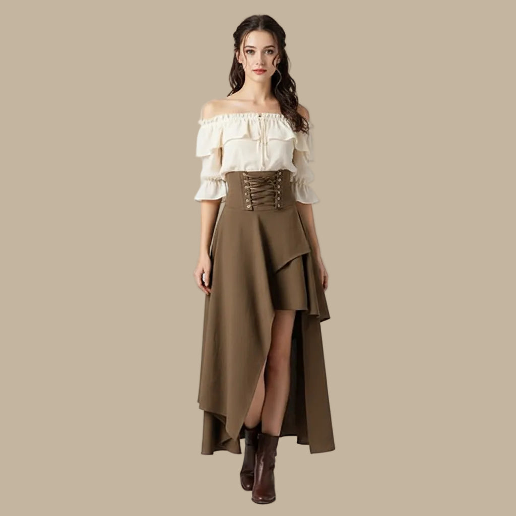 Steampunk Pirate Skirt - Kaki / S - Steampunk Skirt