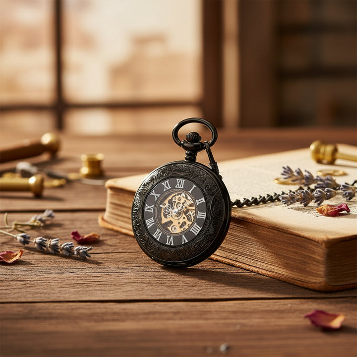 STEAMPUNK POCKET WATCH BLACK AND WHITE