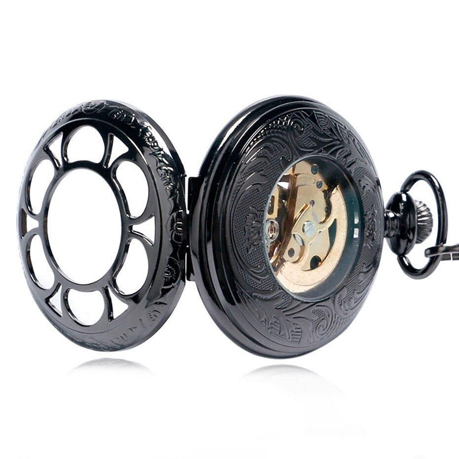 STEAMPUNK POCKET WATCH BLACK RETRO