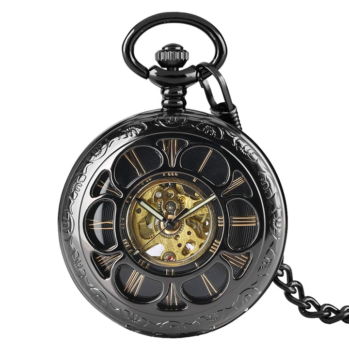 STEAMPUNK POCKET WATCH BLACK RETRO