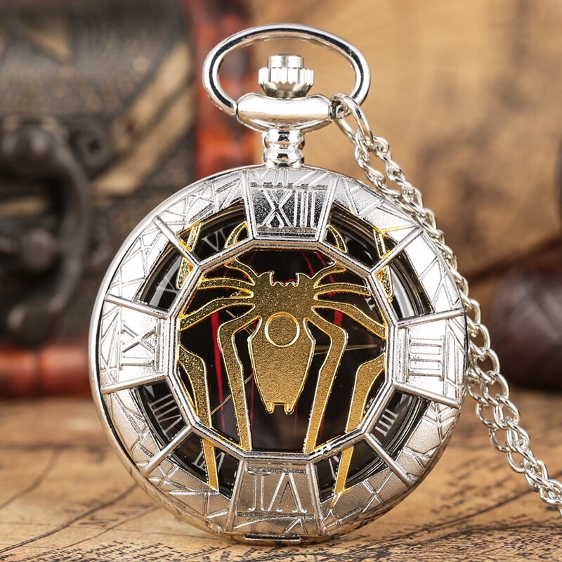 STEAMPUNK POCKET WATCH SILVER SPIDER