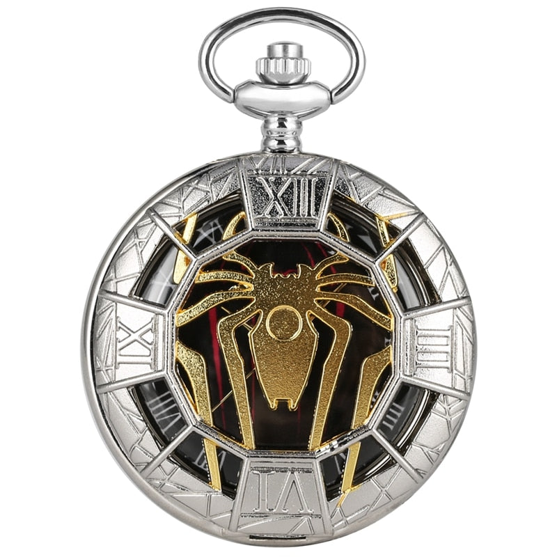 STEAMPUNK POCKET WATCH SILVER SPIDER