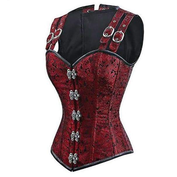 Steampunk Red Brocade Corset - Steampunk Corset