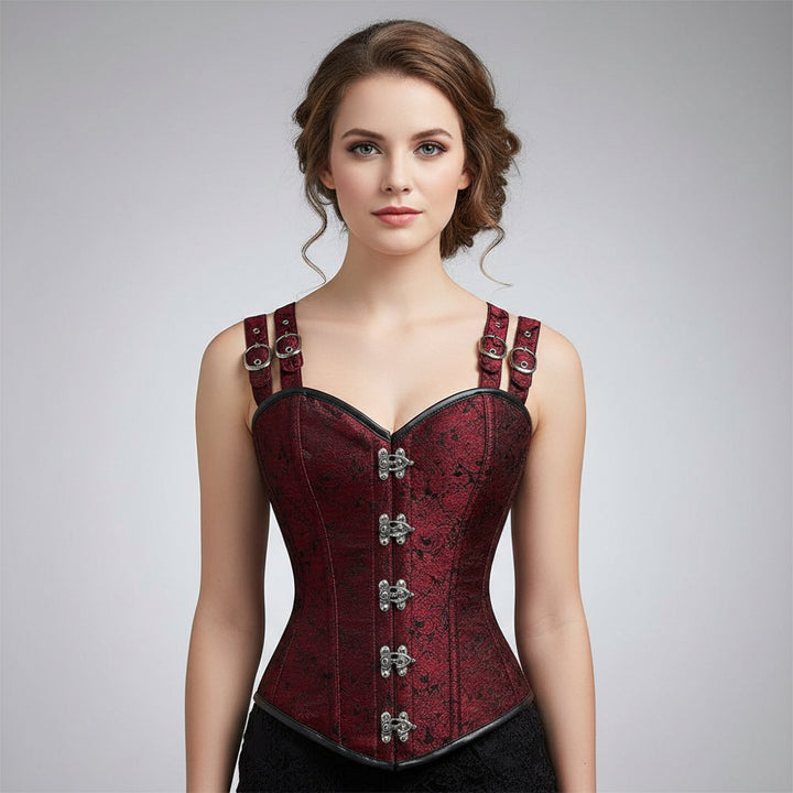 Steampunk Red Brocade Corset