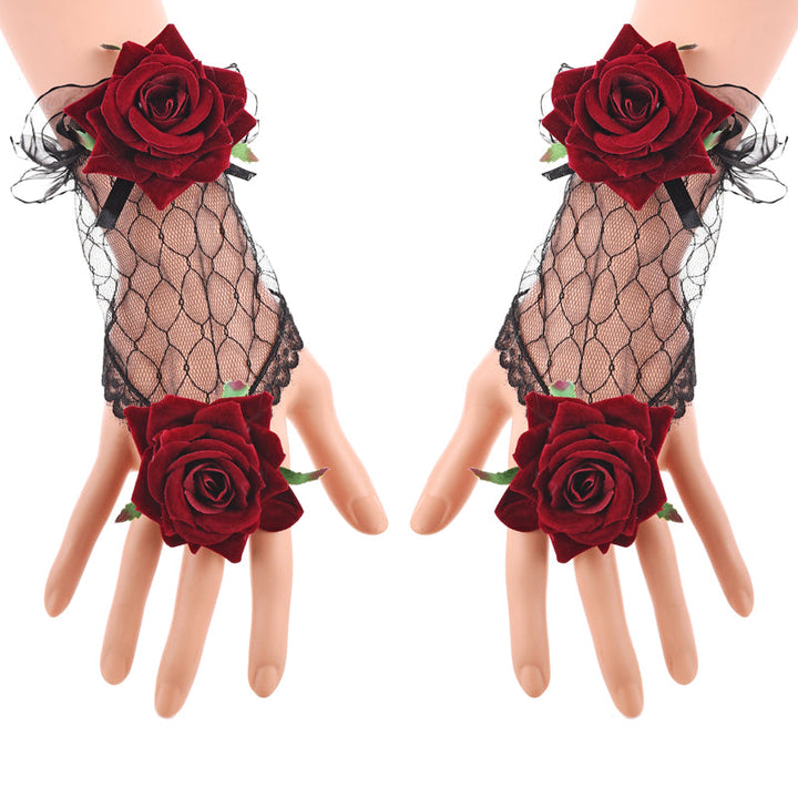 STEAMPUNK RED ROSES GLOVES