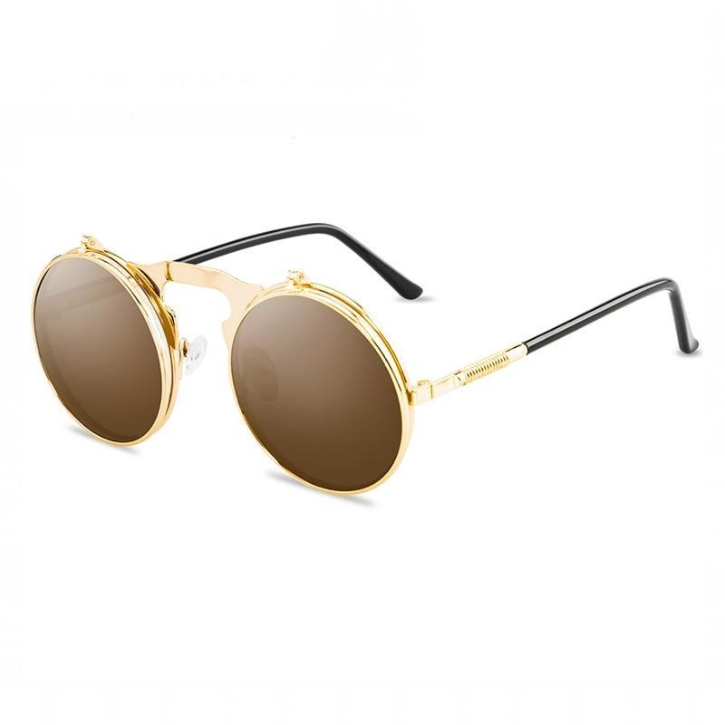 Steampunk Round Sunglasses - Gold / Golden - Steampunk 