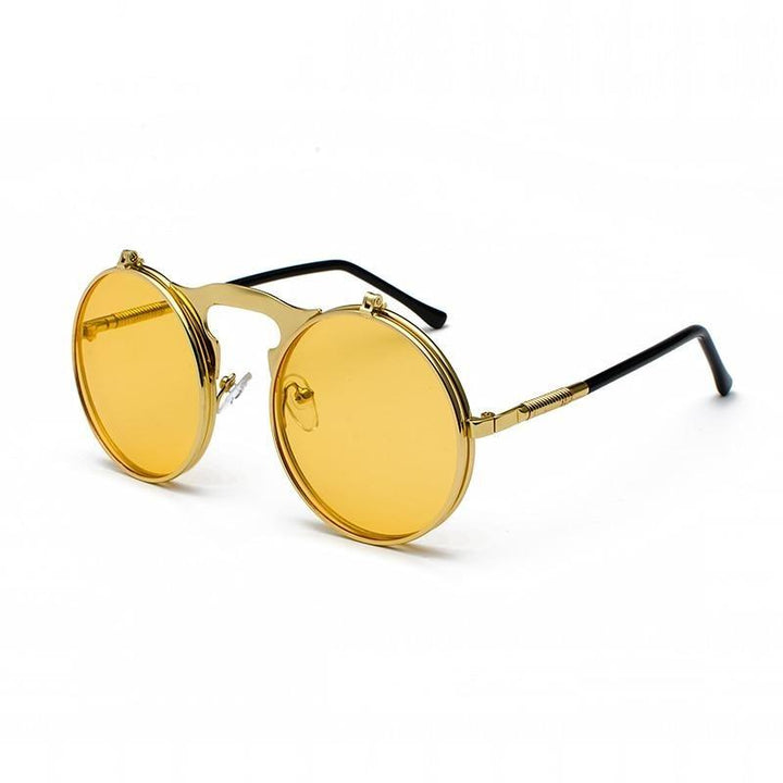 Steampunk Round Sunglasses - Gold-Yellow / Golden - 