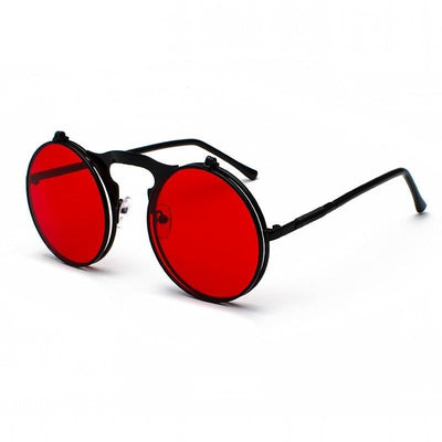 Steampunk Round Sunglasses - Red / Black - Steampunk 
