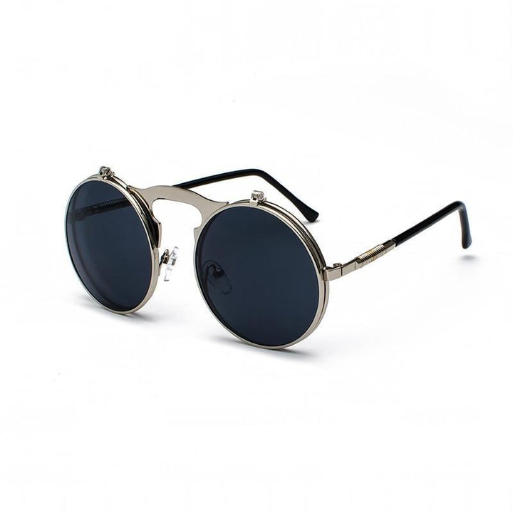 Steampunk Round Sunglasses - Silver / Golden - Steampunk 