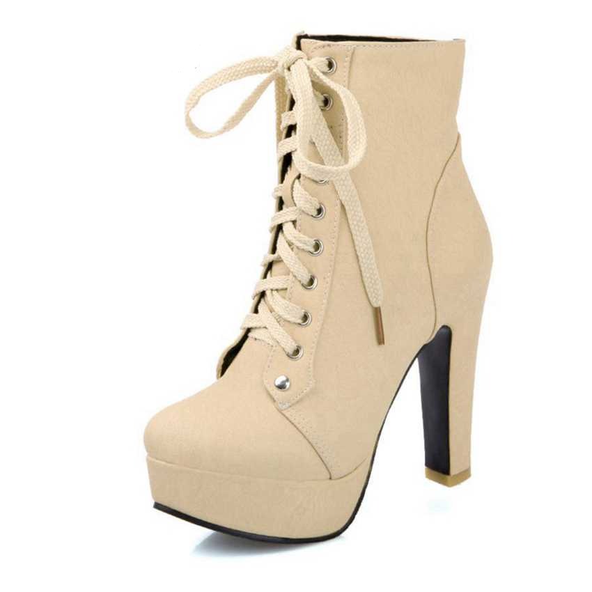 STEAMPUNK STYLE ANKLE BOOTS - BEIGE / 3