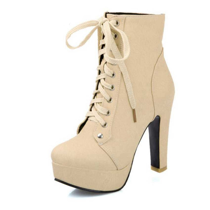 STEAMPUNK STYLE ANKLE BOOTS - BEIGE / 3