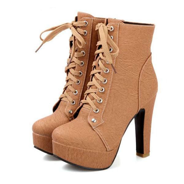 STEAMPUNK STYLE ANKLE BOOTS - BROWN / 3