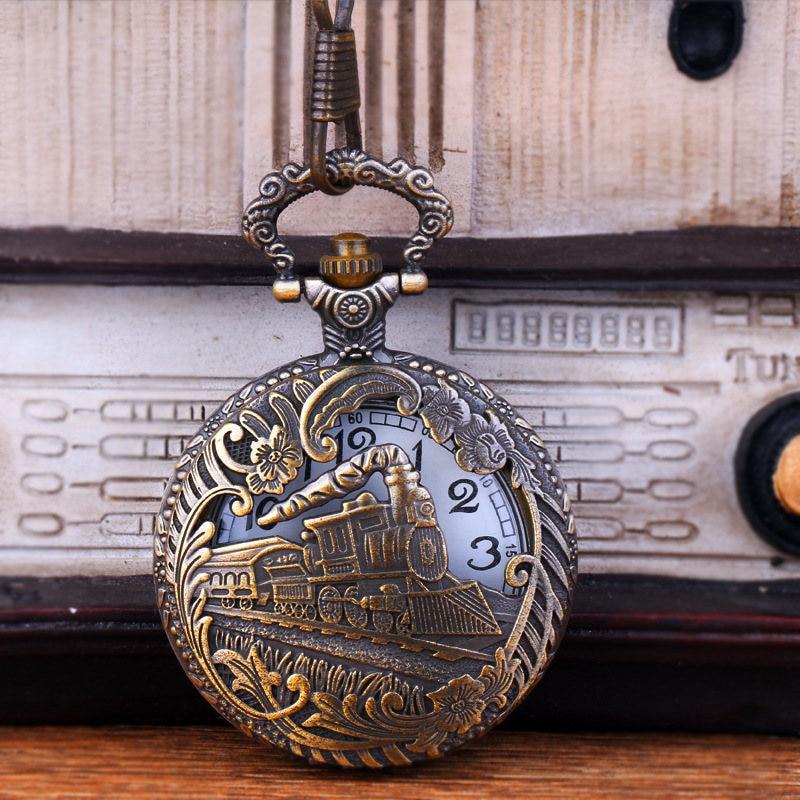 Steampunk Train Pocket Watch - Bronze - Steampunk Pocket 