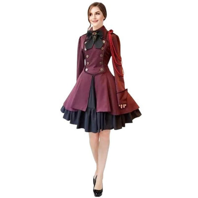 Women Lolita Victorian Gothic Dress Ruffle Steampunk Evening