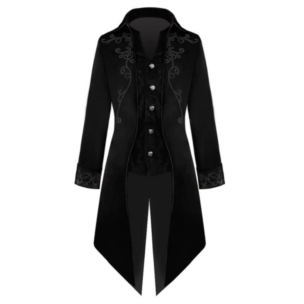 STEAMPUNK VICTORIAN TRENCH COAT - BLACK / S