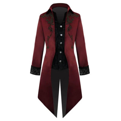 STEAMPUNK VICTORIAN TRENCH COAT - RED / S
