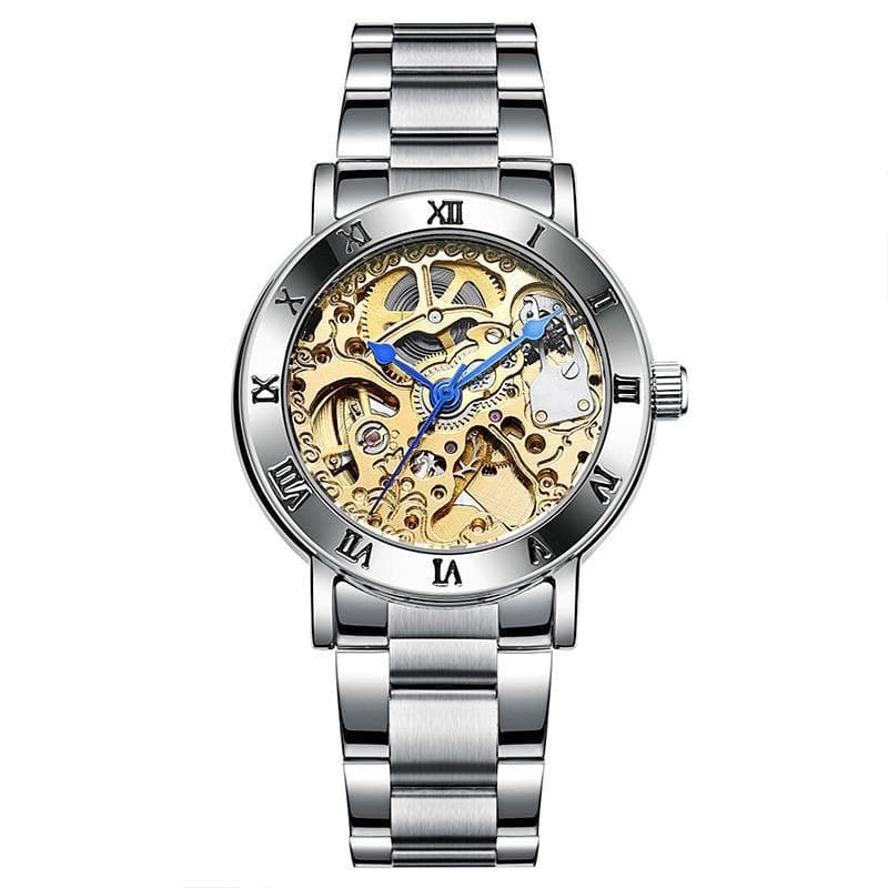 Steampunk Wrist Watch Lady Silver - Silver + Gold - Wrist 