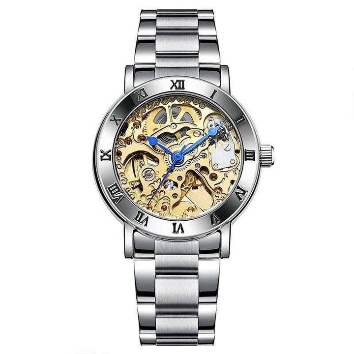 Steampunk Wrist Watch Lady Silver - Silver + Gold - Wrist 