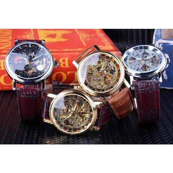 Steampunk Wrist Watch Leather Skeleton - Wrist Watch