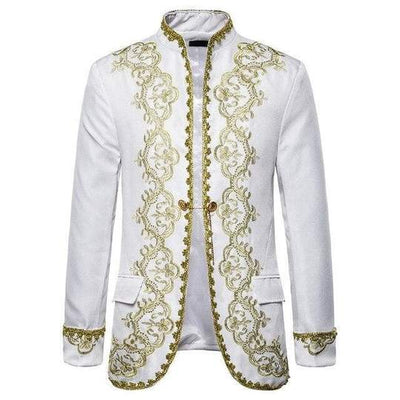white Steampunk Brocade Jacket