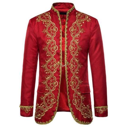 red Steampunk Brocade Jacket