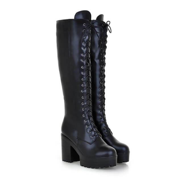 Victorian Black Lace Up Boots - Steampunk Boot